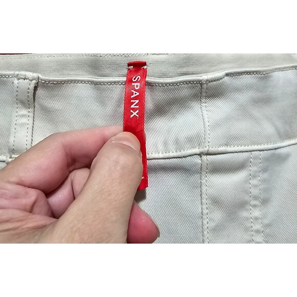 Spanx White Twill Crop Wide-Leg Cotton Blend High-Waist Pants M/M - Picture 9 of 16